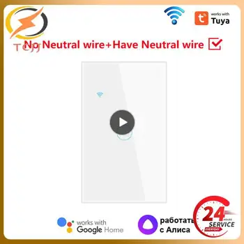 1шт Tuya WiFi US Smart Light Switch Нейтральный провод/Не Требуется Нейтральный провод 120 Тип Настенного Сенсорного Переключателя Работа с Alexa,