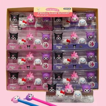 24 коробка Sanrio Ластик Для Карандашей Cup Cute Hello Kitty Melody Cinnamoroll Kuromi Студенческие Канцелярские Принадлежности Пенал Ластик Школьные Принадлежности