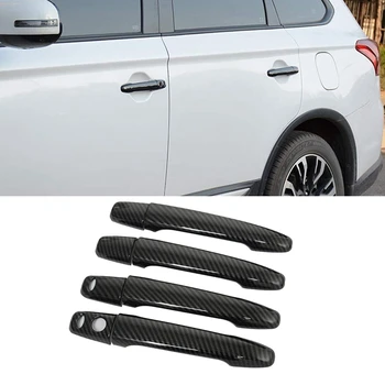 4шт Крышка Ручки Внешней Двери Автомобиля из Углеродного Волокна для Mitsubishi Lancer Evolution X Outlander ASX (с Отверстиями без Ключа)