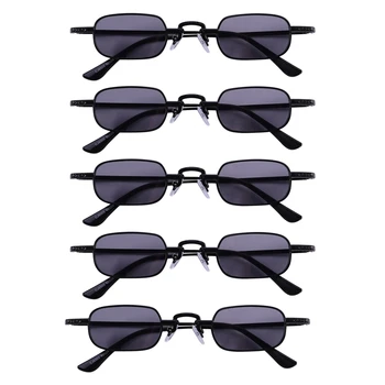 5X Ретро-панк-очки Прозрачные квадратные солнцезащитные очки Женские Ретро-солнцезащитные очки Мужские В металлической оправе-Черный и черно-серый