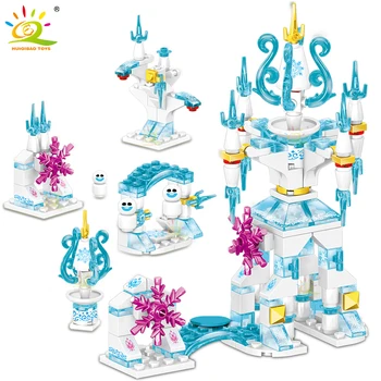 HUIQIBAO 6В1 Друзья Ледяной Замок Принцесса Королева Дом Снеговик Строительные Блоки Кирпичи Строительные Игрушки для Детей Подарки Для Девочек