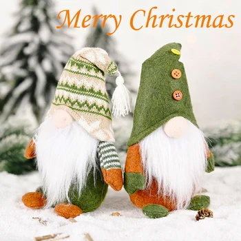 Безликая кукла-старик, Рождественские украшения для дома 2023, Европейский и американский декор для рождественской елки в зеленом стиле