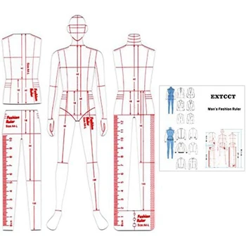 Иллюстрация мужской моды, линейка, шаблон для рисования, акрил для шитья, дизайн рисунка гуманоида, измерение одежды