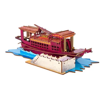 Красная Лодка Южное Озеро Цзясин Корабль Китай CPC Место Первой Встречи Деревянная 3D Головоломка Модель Здания Игрушка Конструктор По Дереву