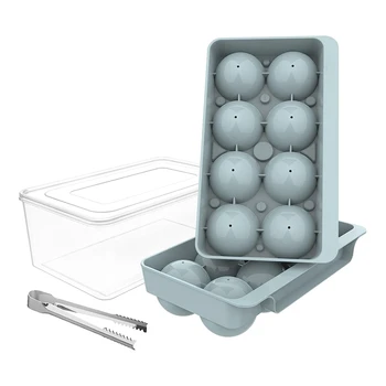 Лоток для кубиков льда, 2 упаковки сферической формы для кубиков льда с ящиком и щипцом, 2,5-дюймовая форма для льда для виски, коробка для хранения