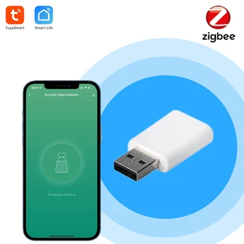 Расширитель сигнала Tuya Smart Zigbee 3.0 , USB-Ретранслятор Gateway Hub, ZigBee MQTT Devices Mesh Home Assistant Deconz Automation