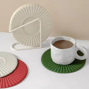 Силиконовая теплоизоляционная прокладка круглой формы Для размещения посуды, Штабелируемый коврик для чашек, подставки для домашней кухни