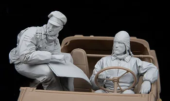 Собранная модель фигурки из смолы в масштабе 1/16, комплект из 2 фигурок водителя и офицера (без джипа), 2 фигурки в разобранном виде, неокрашенная, бесплатная доставка